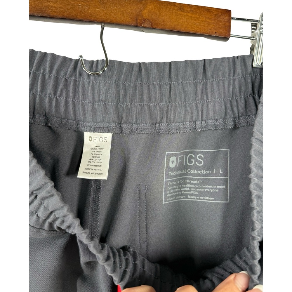 FIGS Charcoal Grey Zamorra Jogger Scrub Pants Women Large Red Drawstring - Picture 5 of 9